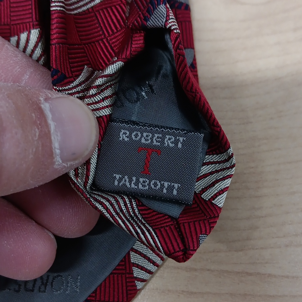 Robert Talbott Red And Gray Patterned Tie - image 4